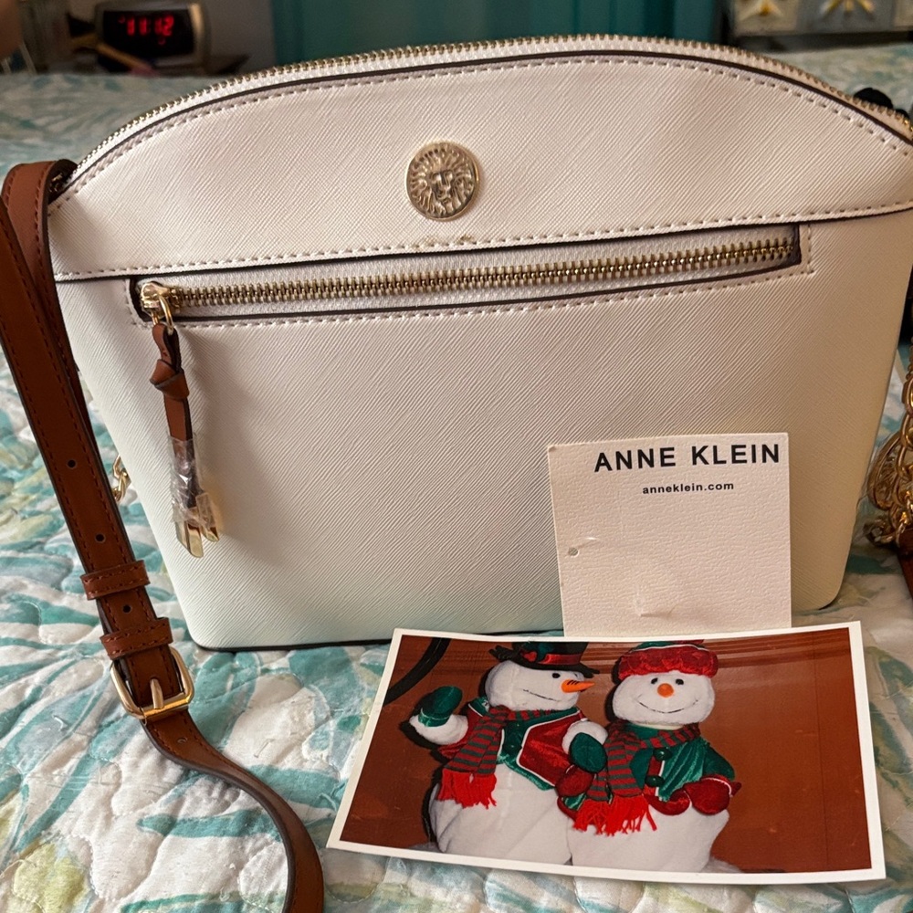 Anne Klein Cream and Brown Crossbody Bag